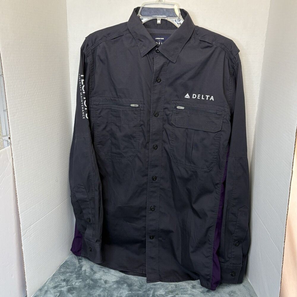 Delta Airlines Aircraft Maintenance Inspector Shirt - M Mechanic Lands End